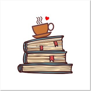 'Coffee and Books' Adorable Books Gift Posters and Art